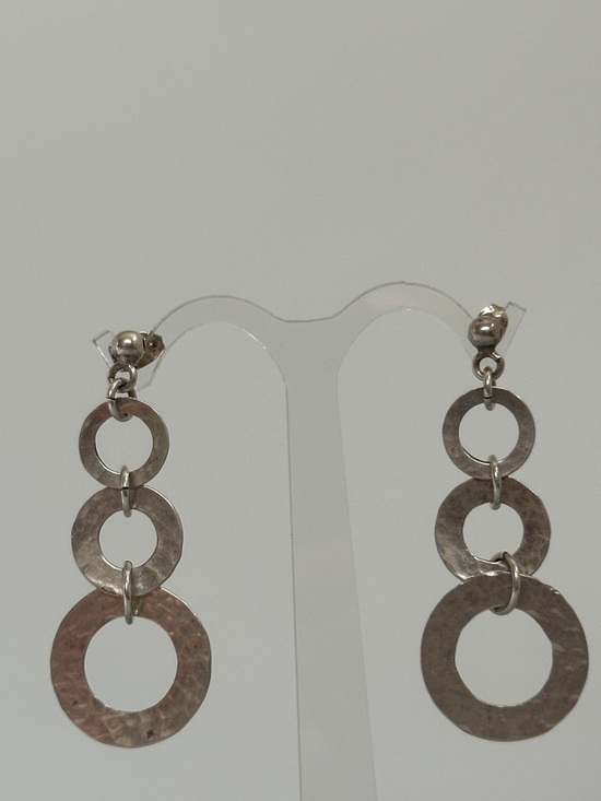 925 Sterling Silver Jewelry - 925 Sterling silver Triple Ring Drop Earrings